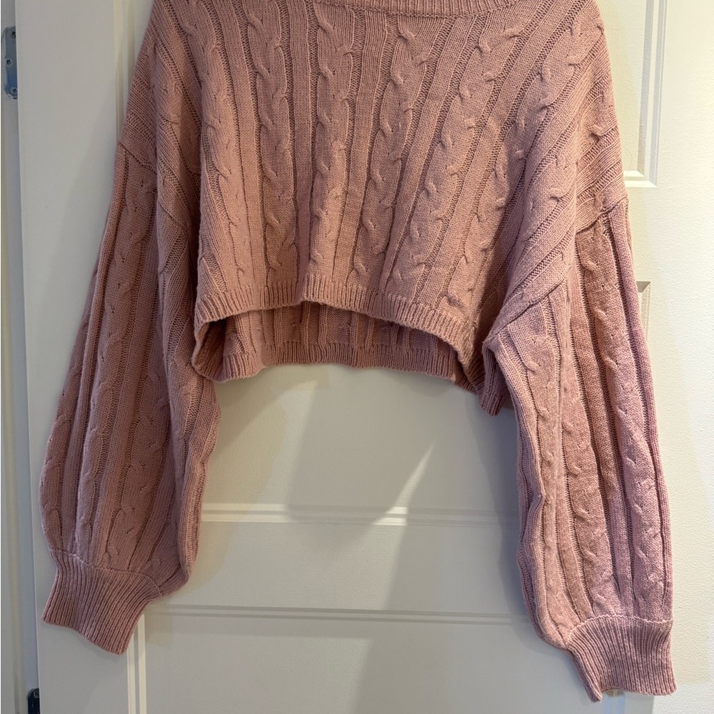 Girl Crush Gang Pink Knit Women's Crop Sweater